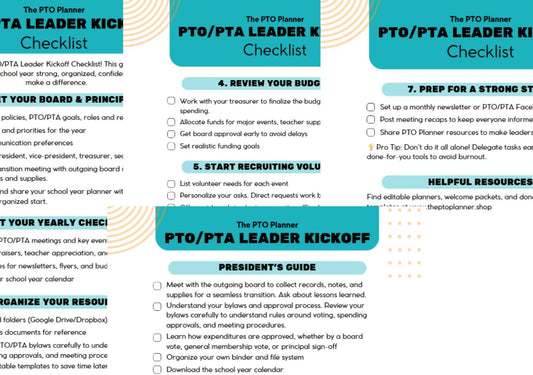 PTO Leader Kickoff Checklist. Your Start of Year Guide for PTOs and PTAs