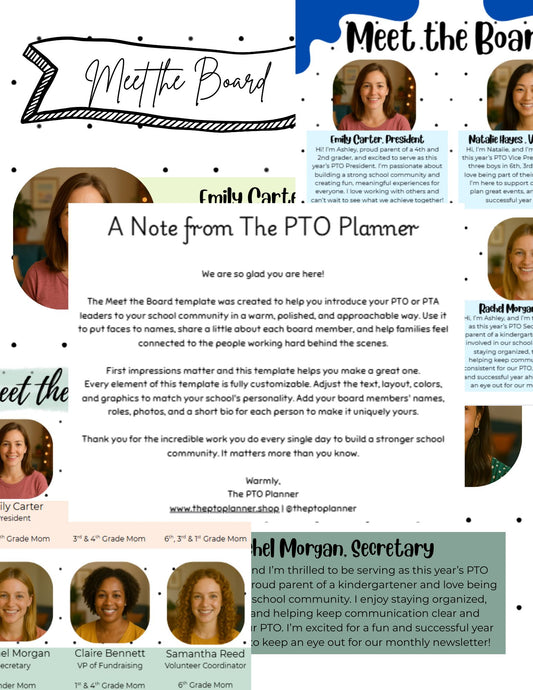 Meet the Board. PTO and PTA Board Introduction Template