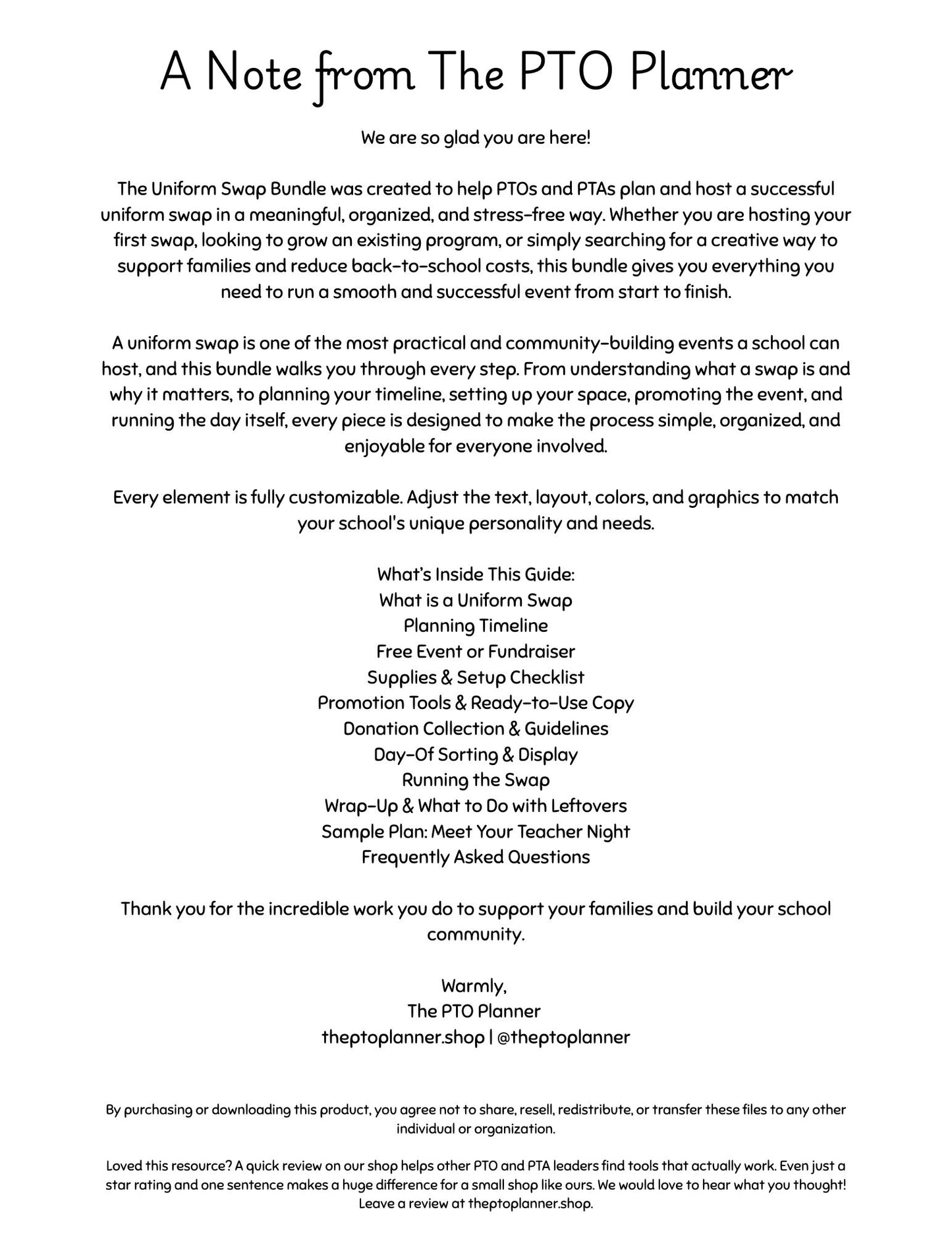 Uniform Swap Guide. A Step-by-Step Plan for PTOs and PTAs